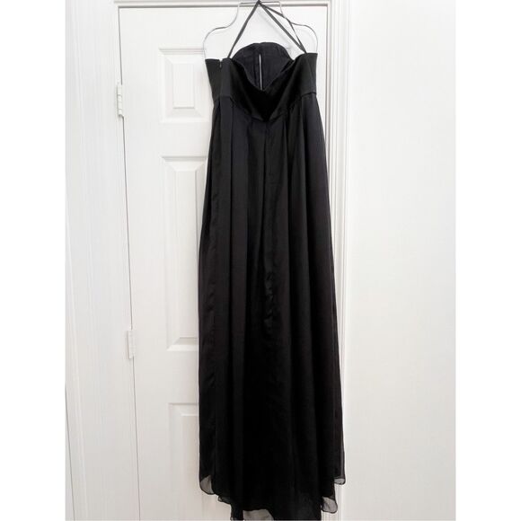 Rebecca Romero Black Silk Peephole Chest Pleated Grace Dress 4 NWT XS Gown Maxi - Picture 3 of 6